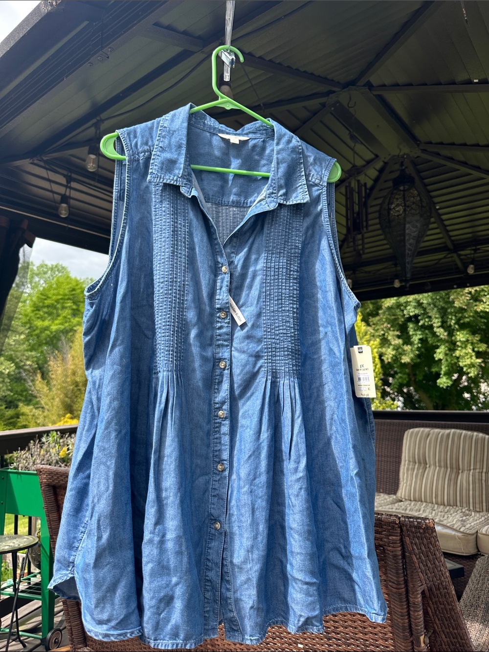 Terra & Sky Blue Chambray Button-Front Tunic